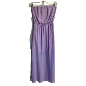 Charlotte Russe Small Strapless Maxi Dress Purple Sheer Party Dance…